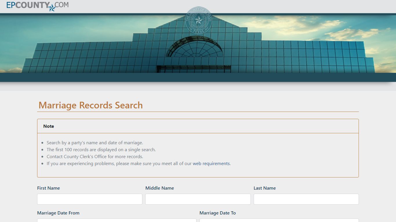 Marriage Records Search - El Paso County, Texas