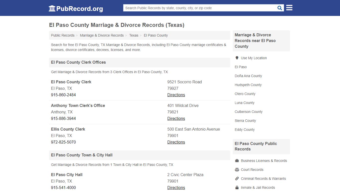 Free El Paso County Marriage & Divorce Records (Texas ...